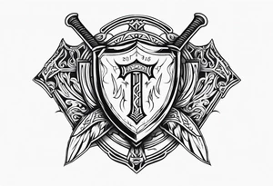 Valhalla sword shield axe fire tattoo idea