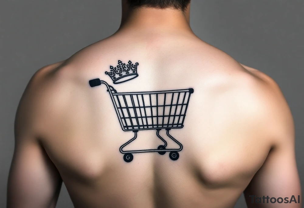 Shopping cart with a princess crown on the side tattoo idea