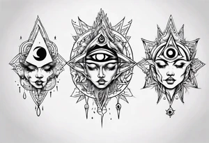 face with two eyes closed and third eye open tattoo idea
