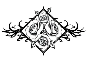 Roses filing the inside of an elongated diamond shape tattoo idea