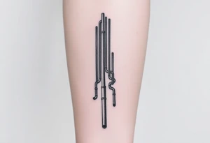 symetrical, vertical System of thin pipes that transitions gradually from the end into thick, widespread veins of forearm tattoo idea