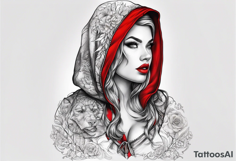Red riding hood full thigh tattoo tattoo idea