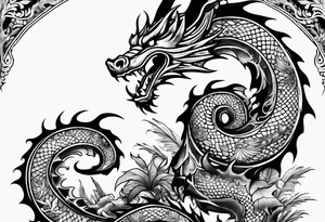 a Dragon tattoo with some symbolism of world travel and Marine Corps tattoo idea