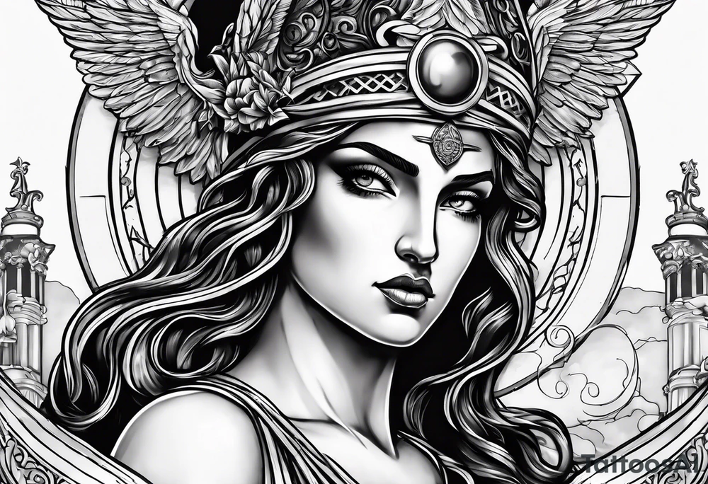 Themis (Greek Goddess of Justice), with blood in her eyes tattoo idea