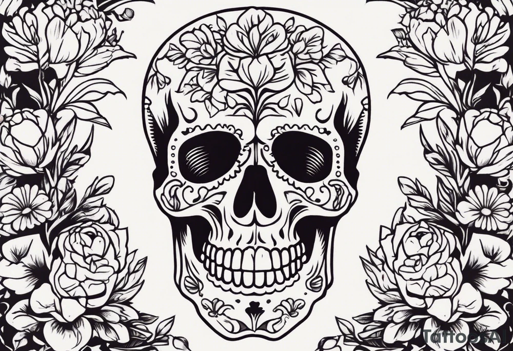 human skeleton

old school vintage simple traditional design surrounded by vintage flowers


bold color simple tattoo idea