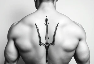 realistic muscular man with trident tattoo idea