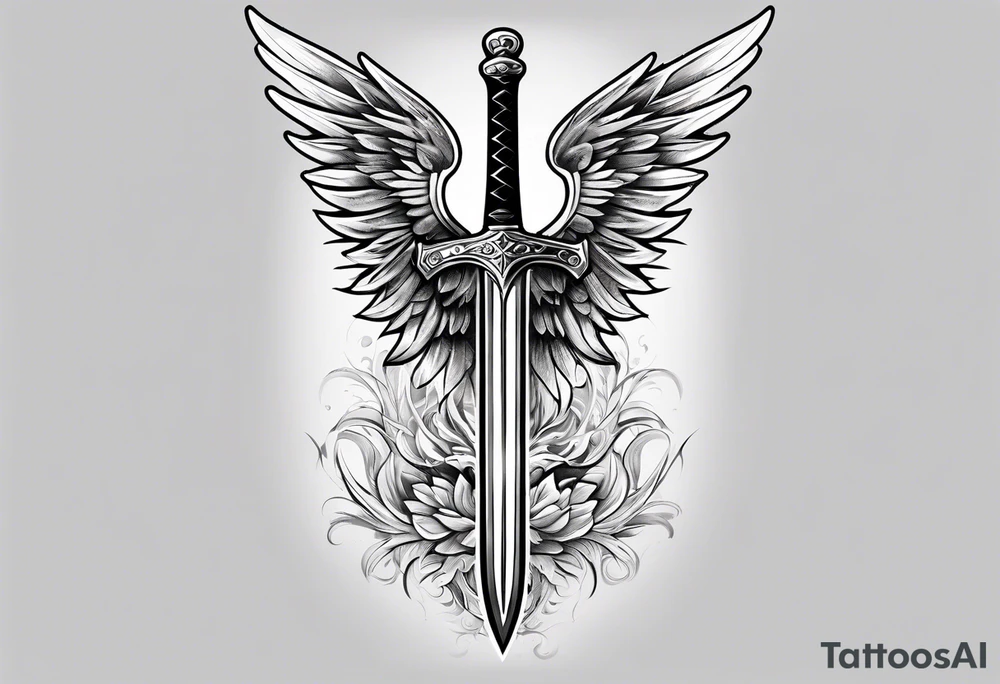 Sword with angel wing tattoo idea