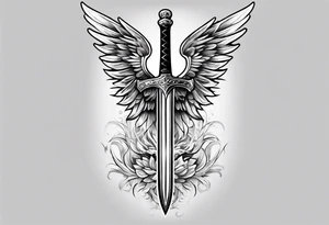 Sword with angel wing tattoo idea