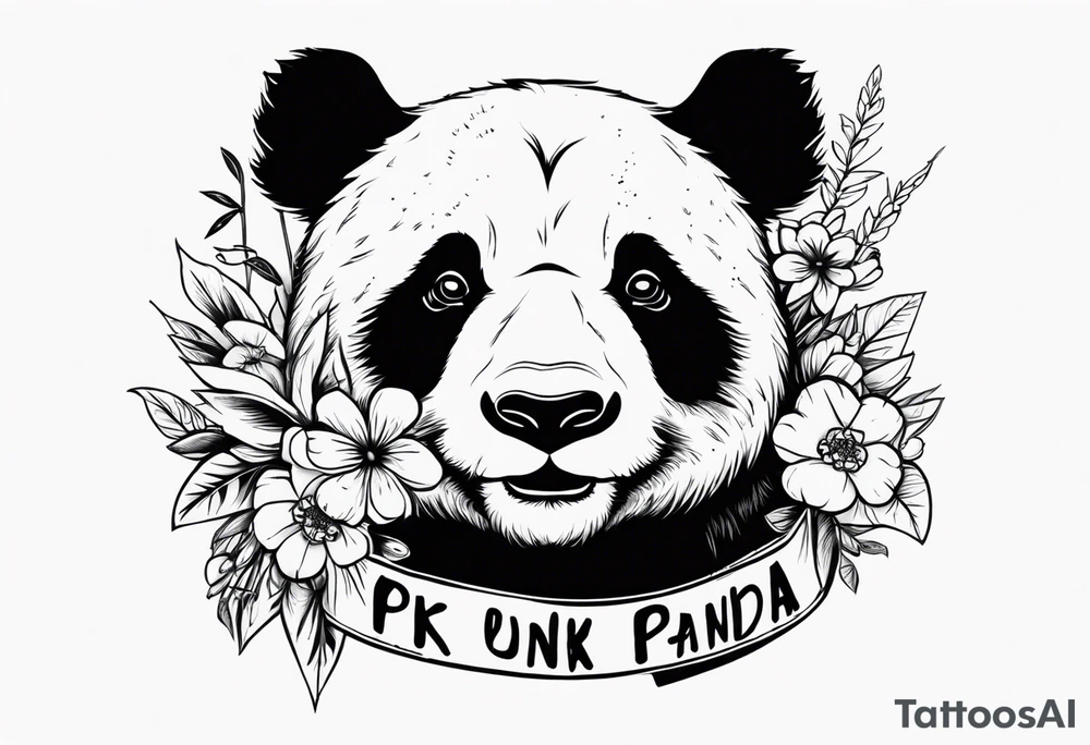 Punk Panda with flowers tattoo idea