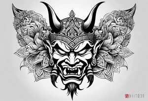 Oni mask in celctic style tattoo idea