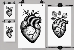 Anatomical heart on a string, anatomical brain on a string, woman's hand holding two ends of the string tattoo idea