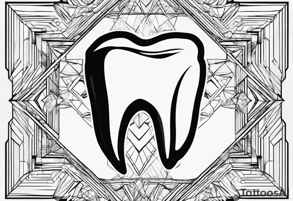 a simple outline of a tooth, white and shiny, geometrical tattoo idea