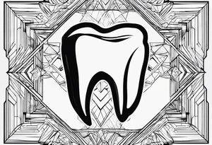 a simple outline of a tooth, white and shiny, geometrical tattoo idea