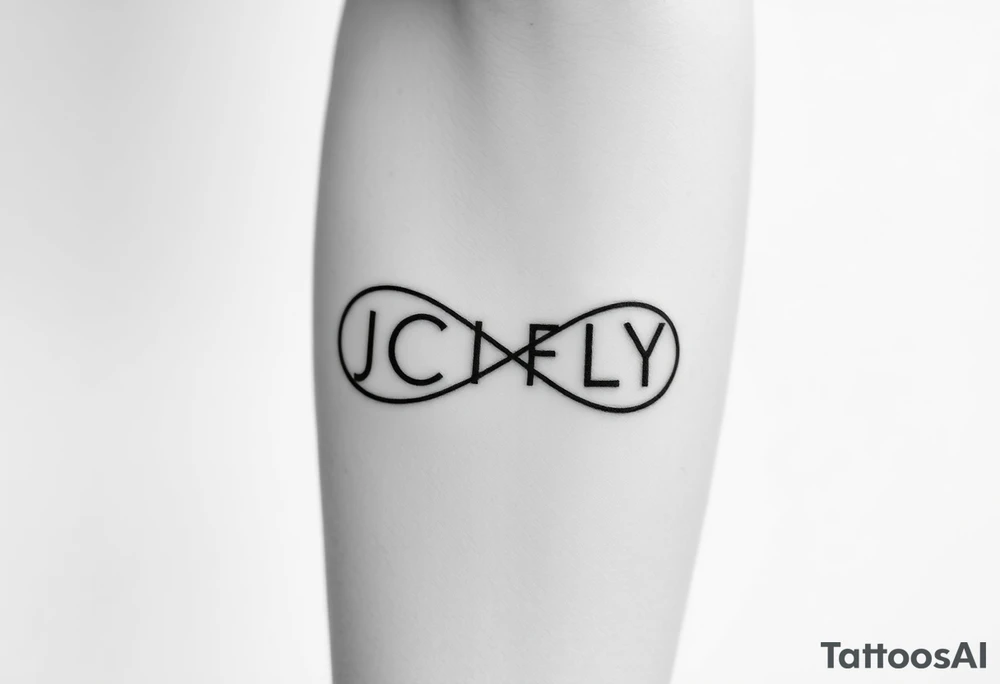 A small tattoo to go on my inner forearm with the letters JCIFLY in an infinity symbol shape tattoo idea