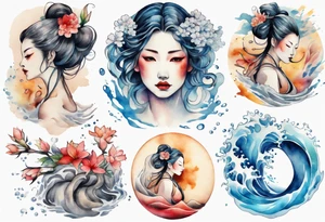 a woman made of water tattoo idea