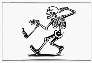 cartoon dancing skeleton tattoo idea