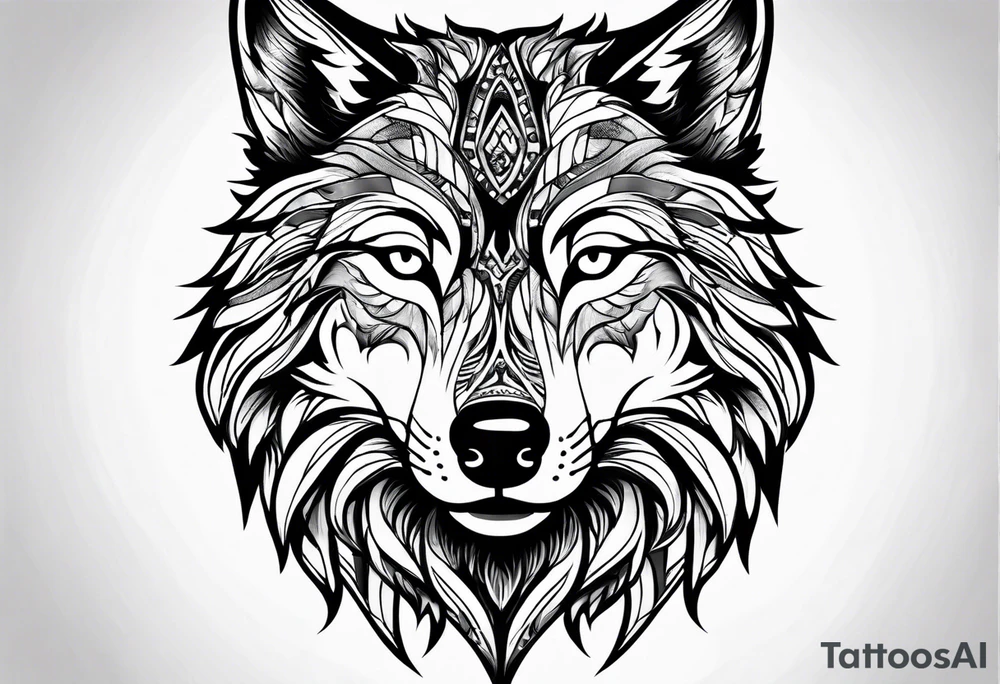 Wolf face tattoo idea