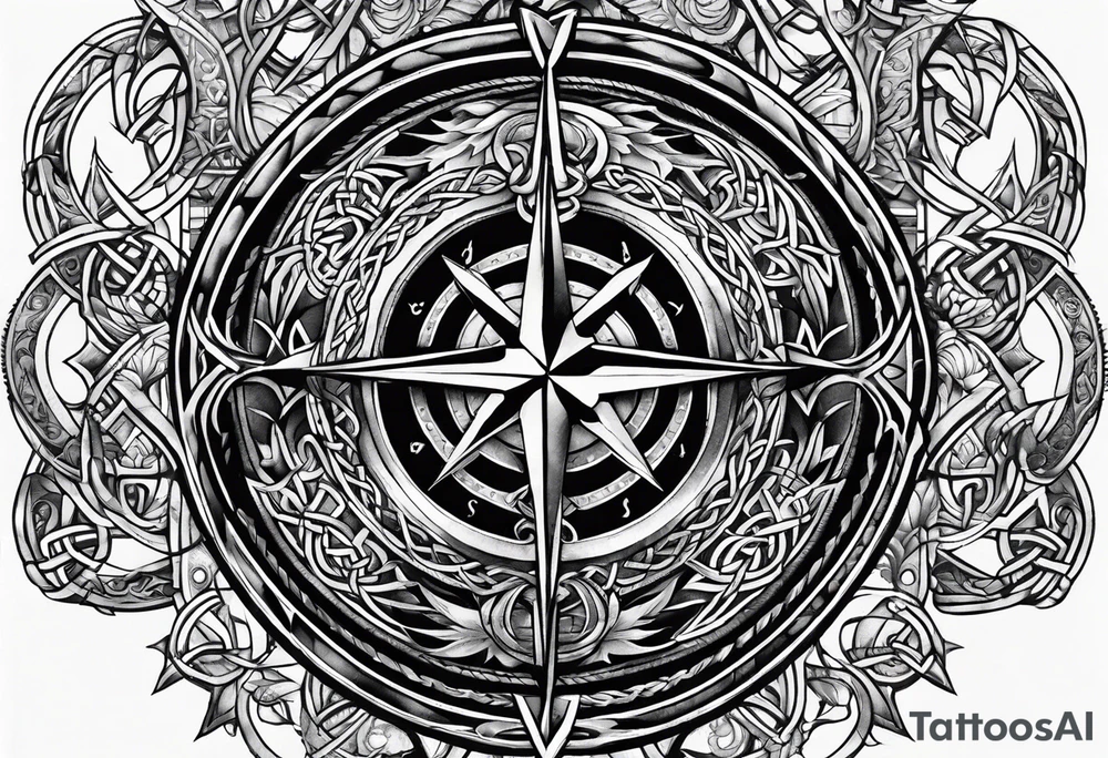 Celtic, forearm, half sleeve, anchor, compass tattoo idea