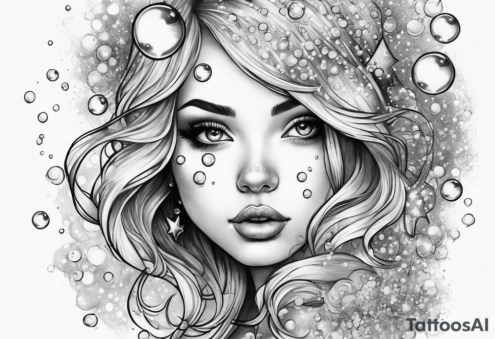 Bubbles with stars tattoo idea