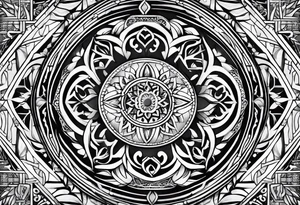 Arabic themed with fine line floral and geometric shapes tattoo idea