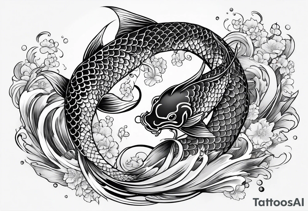 Koi fish fighting with dragon tattoo idea