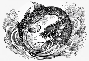 Koi fish fighting with dragon tattoo idea