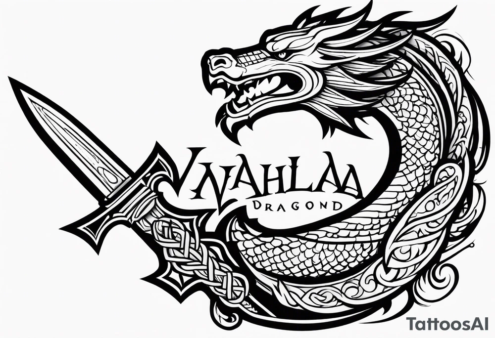 Valhalla dragon sword tattoo idea