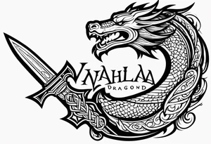Valhalla dragon sword tattoo idea