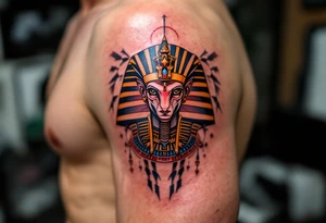 egyptian animals (red and black) tattoo idea