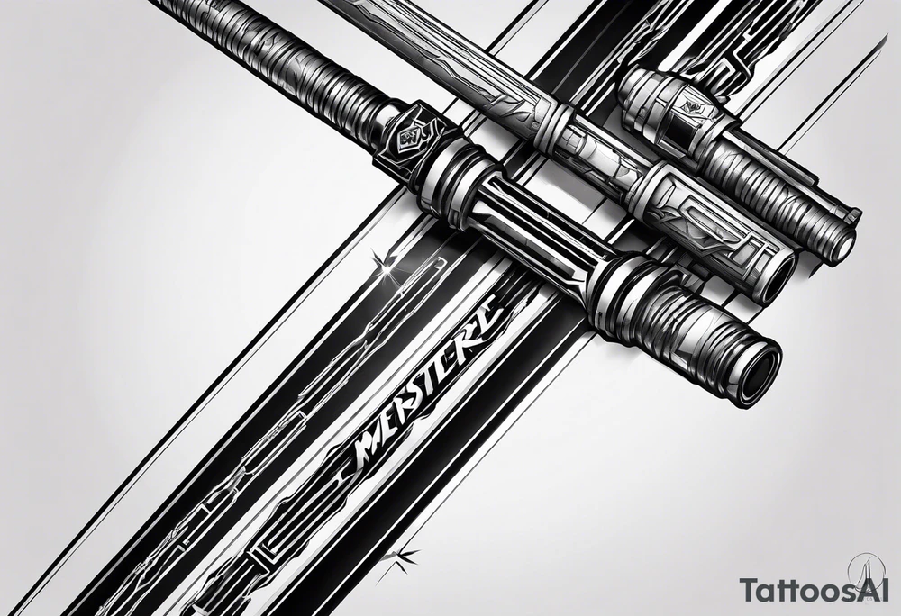 2 Lightsabers overlapping to make an "X" and in the spaces between the put the letters A,J,L and N. tattoo idea