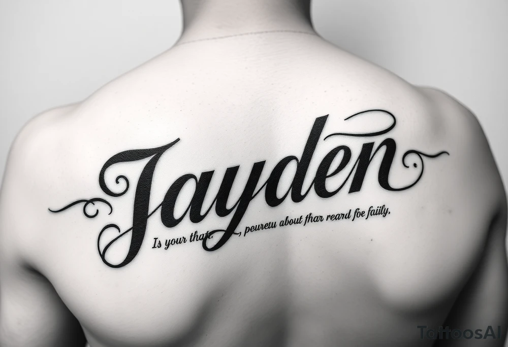 Give me a forearm tattoo with the name Jayden and add a powerful quote about the importance of family tattoo idea