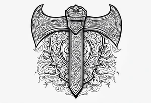 Valhalla sword shield 
 axe tattoo idea