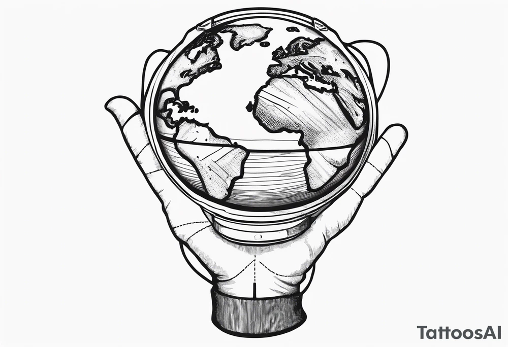 glove of an astronaut suit holding the earth tattoo idea