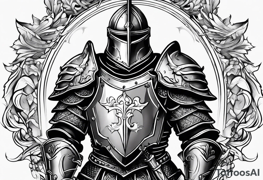 knight heavy armor surrounded tattoo idea