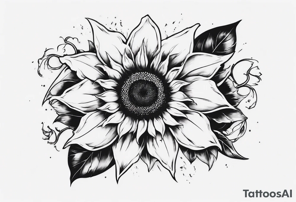 combining the letters E and H with a sunflower image tattoo idea