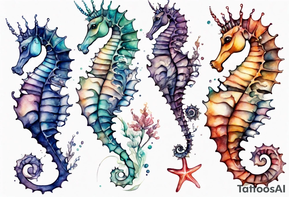 a beautiful seahorse woman hybrid tattoo idea