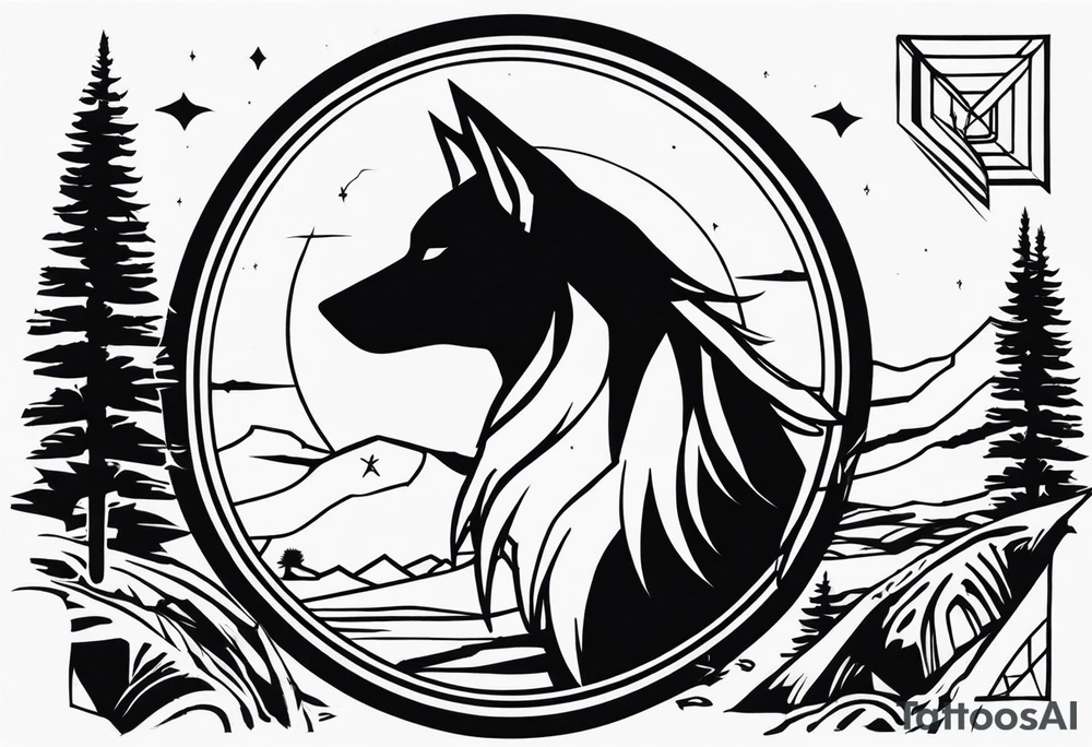 lobo, casa em chamas tattoo idea