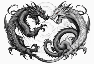 Ying yang dragons in a fighting eachother , with full bodies tattoo idea