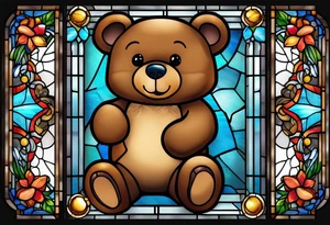 Teddy bear stain glass tattoo idea