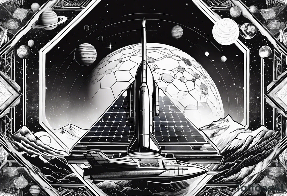 hexagon pattern solar system with a space shuttle tattoo idea hexagon pattern solar system with a space shuttle tattoo idea