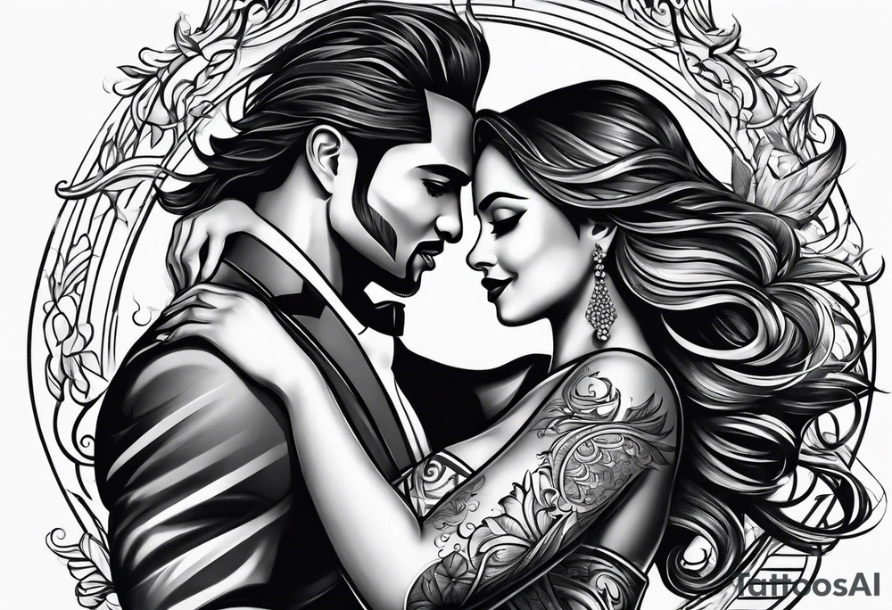 Dancing salsa couple tattoo idea