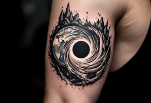 2 different worlds on each side of a black hole tattoo idea