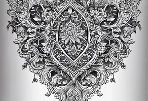 ripped lace over chainmail tattoo idea