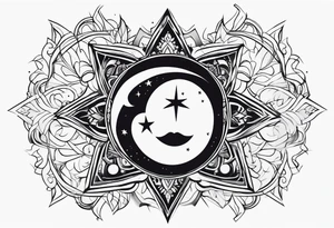 minimalism tattoo with star and moon and sun tattoo idea