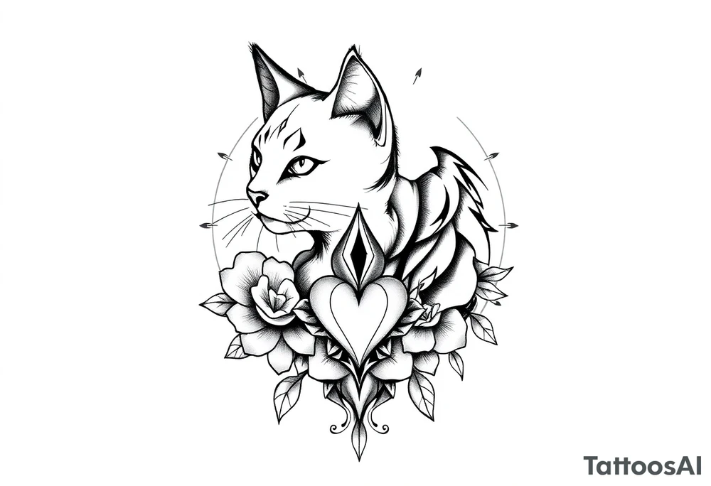 Pata de gato e coração tattoo idea