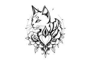 Pata de gato e coração tattoo idea