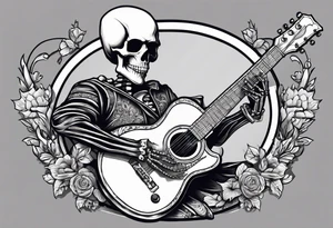 skeleton playing guitar. tattoo idea