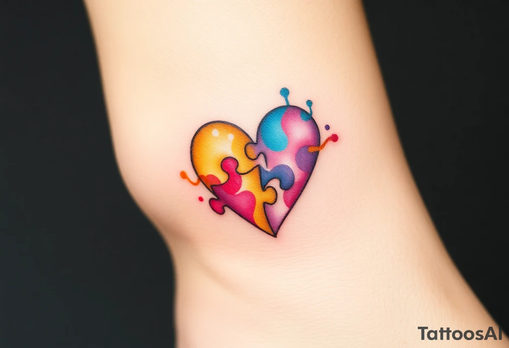 autism heart puzzle shape symbol tattoo idea