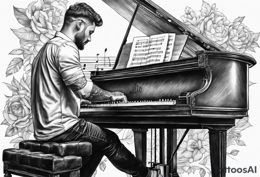 Man playing piano tattoo idea