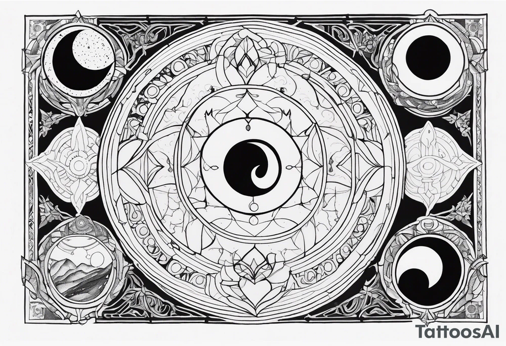 Astrology, Cancer & Aquarius, Natal Chart, angelic, vision, planetary, yin yang, the moon, spiritual third eye, mystical armband tattoo idea